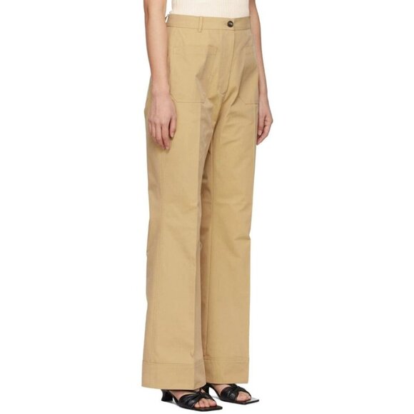 DRAE Cotton Patch Pocket Flared Trousers Size M Womens Beige $325 - Picture 13 of 14